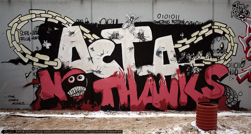 ACTA No Thanks!.. made by DoggieDoe - The Dark Roses - Bispebuen, Nørrebro, Copenhagen, Denmark, 29. January 2012